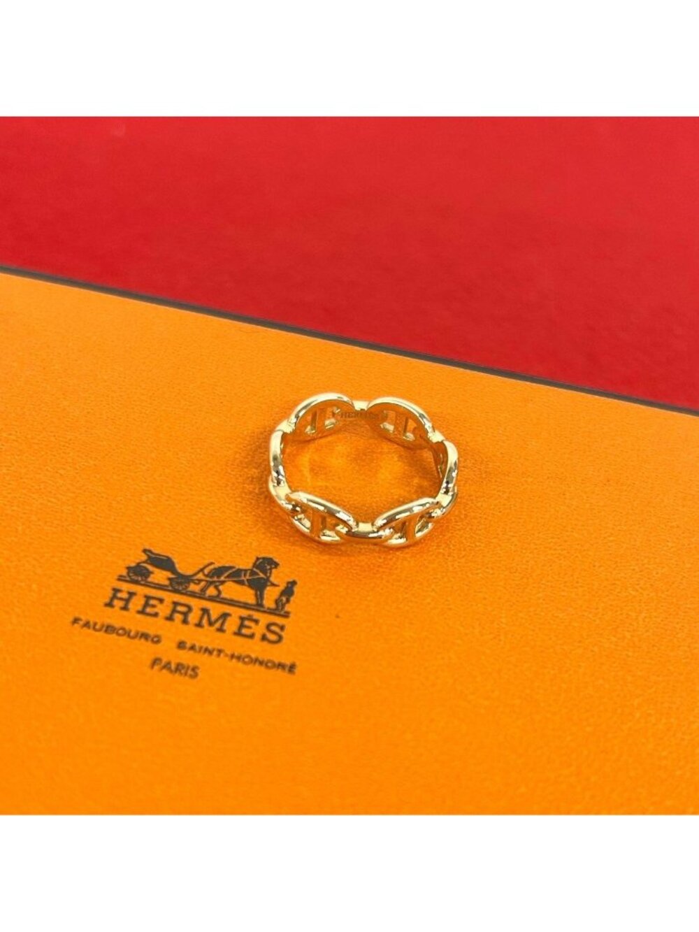 Hermes Enchainee 54 Pink Gold Ring